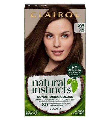 Clairol Natural Instincts Vegan No Ammonia No Parabens Semi-Permanent Hair Dye 5W Medium Warm Brown 175ml Haircare & Styling Boots   