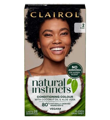 Clairol Natural Instincts Vegan No Ammonia No Parabens Semi-Permanent Hair Dye 2 Black 175ml Haircare & Styling Boots   