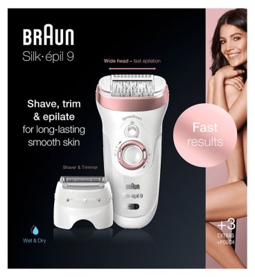 Braun Silk-epil 9 for Long-Lasting Women Epilator for Hair McGrocer 9-720, Remo –