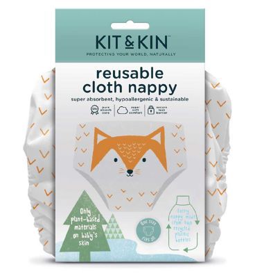 Kit & Kin Reusable Cloth Nappy (Fox Design) Baby Accessories & Cleaning Boots   