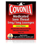 Covonia Medicated Sore Throat 5mg/1mg Lozenges Lemon Flavour 36s First Aid Boots   