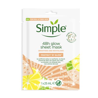 Simple Protect 'N' Glow Sheet Mask 48h Glow 1 mask Make Up & Beauty Accessories Boots   