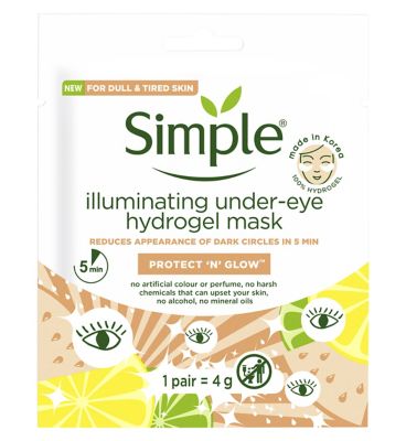 Simple Kind to Skin Brightening Hydrogel Mask with naturally derived fruit enzymes Eye Mask for fine lines and dark circles 2pc Make Up & Beauty Accessories Boots   