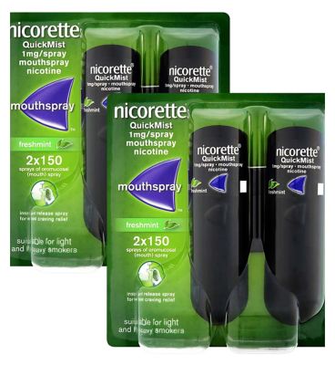 Nicorette 8 Week Bundle: Nicorette QuickMist 1mg/spray Mouthspray 4 x 150 Sprays - McGrocer
