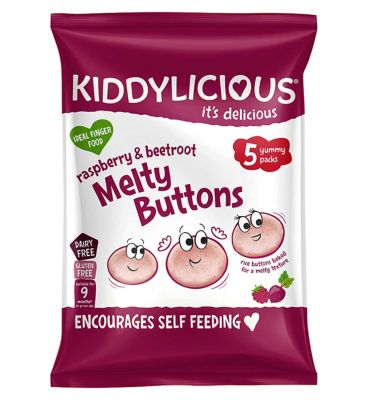 Kiddylicious Raspberry & Beetroot Melty Buttons Baby Snack 9 months 5x 6g Baby Accessories & Cleaning Boots   