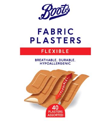 Boots Flexible Fabric Plasters - 40 Pack First Aid Boots   