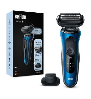 Braun Series 6 Electric Shaver with Precision Trimmer - Blue 60-B1200s Men's Toiletries Boots   