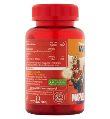 Vitabiotics WellKid Marvel Vitamin D & Omega-3 50 Vegan Soft Jellies Vitamins, Minerals & Supplements Boots   