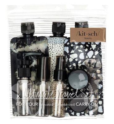 Kitsch 11 Piece Travel Bottle Set - Black Make Up & Beauty Accessories Boots   