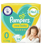 Pampers New Baby Size 0, 24 Newborn Nappies, <3kg, Carry Pack Baby Accessories & Cleaning Boots   