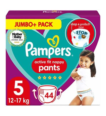 Pampers Active Fit Nappy Pants Size 5, 44 Nappies, 12kg-17kg, Jumbo Pack