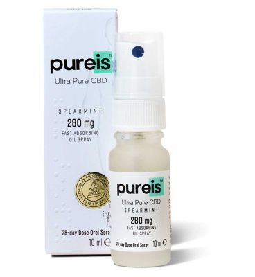 Pureis Ultra Pure CBD 280mg Spearmint Fast Absorbing Oil Spray 10ml Aromatherapy Boots   