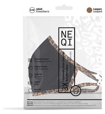 NEQI 3PLY Reusable Face Masks - 3 Pack (Adult S/M - Leopard) Face Coverings & Hand Sanitizer Boots   