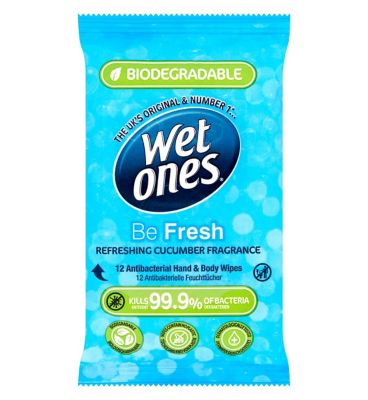 Wet Ones Be Fresh Biodegradable Antibacterial Hand Wipes, 12 Pack