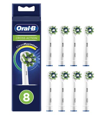 Oral-B CrossAction Toothbrush Head with CleanMaximiser Technology, 8 Pack Dental Boots   