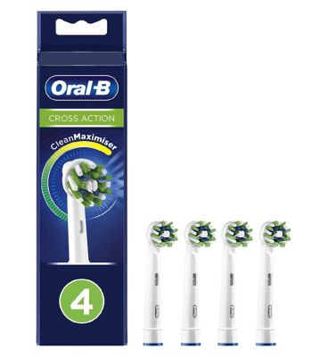 Oral-B CrossAction Toothbrush Head with CleanMaximiser Technology, 4 Pack Dental Boots   