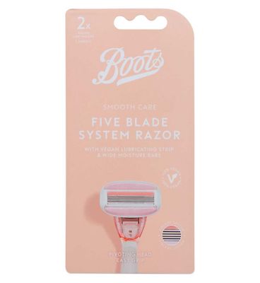 Boots Smooth Care 5 Blade System Razor Handle + 2pk Refill Cartridges GOODS Boots   