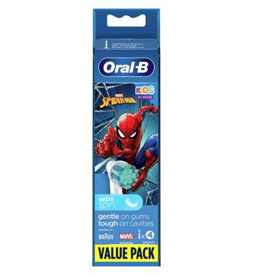 Oral-B Kids Spiderman Brush Heads for Electric Toothbrush, 4 Brush Heads