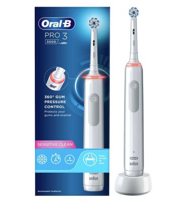 Oral-B Pro 3 3000 White Electric Toothbrush with sensitive brush head Designed By Braun