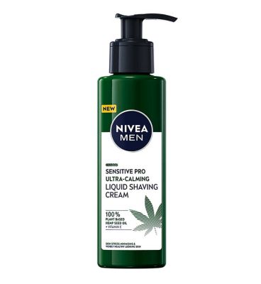 NIVEA Men Sensitive Pro Ultra Calming Liquid Shaving Cream with Hemp Oil, 200ml Men's Toiletries Boots   