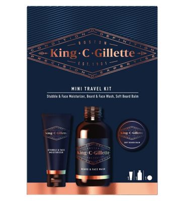 King C. Gillette Mini Travel Gift Set Beard Care Essentials Men's Toiletries Boots   