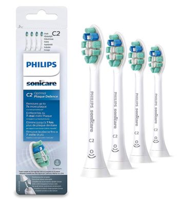 Philips Sonicare C2 Optimal Plaque Defence White Replacement Brushheads - 4pk  HX9024/10 Dental Boots   