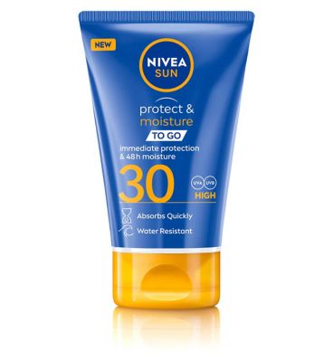 NIVEA SUN Protect & Moisture Sun Cream To Go SPF30 50ml Travel Size Suncare & Travel Boots   