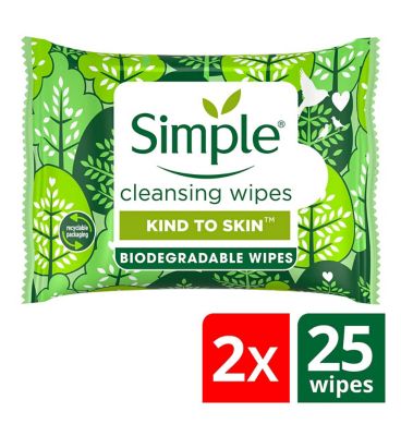 Simple Kind to Skin Biodegradable Cleansing Wipes 50 PC Make Up & Beauty Accessories Boots   