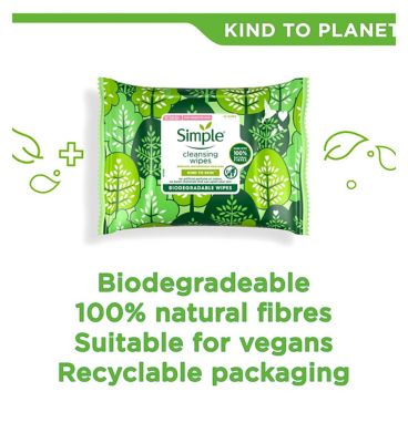 Simple Kind to Skin Biodegradable Cleansing Wipes 25 PC Make Up & Beauty Accessories Boots   