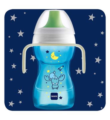 MAM Fun to Drink with Glow Handles - 270ml Blue Baby Accessories & Cleaning Boots   