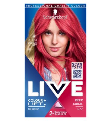 Schwarzkopf LIVE Colour + Lift Permanent Pink Hair Dye Deep Coral L77 GOODS Boots   