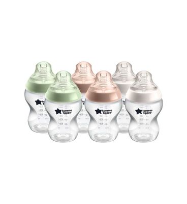 Tommee Tippee Natural Start Anti-Colic Baby Bottle, Slow Flow Breast-Like Teat, Anti-Colic Valve, Self-Sterilising, Pack of 6