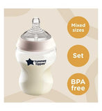 Tommee Tippee Natural Start Newborn Starter Set, 2 Anti-Colic Baby Bottles, Medium-Flow, Breast-Like Teats, Self-Sterilising Baby Accessories & Cleaning Boots   