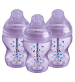 Tommee Tippee Advanced Anti-Colic Baby Bottle, 260ml, Breast-Like Teat, Triple-Vented Anti-Colic Wand, Pack of 3, Purple Baby Accessories & Cleaning Boots   