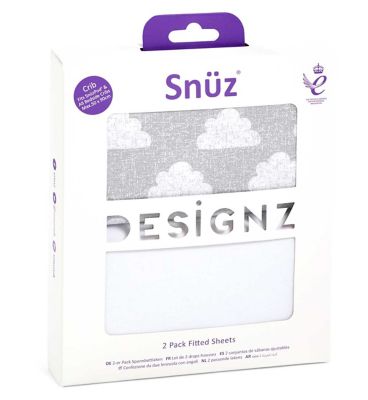 Snuz Twin Pack Fitted Crib Sheets - Cloud GOODS Boots   