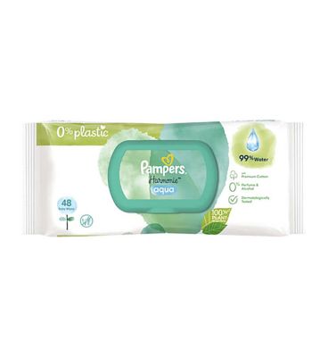 Pampers Harmonie Aqua Baby Wipes Plastic Free 48s