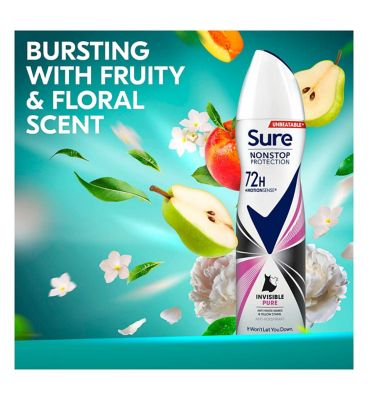 Sure Invisible Pure Nonstop Protection Anti-perspirant Deodorant Aerosol 150 ml Deodorants Boots   