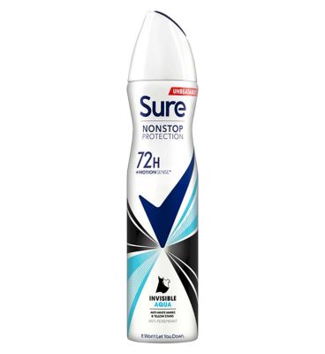 Sure Invisible Aqua Nonstop Protection Anti-perspirant Deodorant Aerosol 250 ml Deodorants Boots   