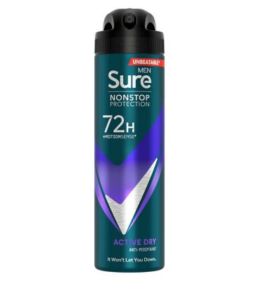 Sure Men Active Dry Nonstop Protection Anti-perspirant Deodorant Aerosol 150 ml GOODS Boots   