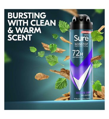 Sure Men Active Dry Nonstop Protection Anti-perspirant Deodorant Aerosol 150 ml GOODS Boots   