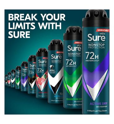 Sure Men Active Dry Nonstop Protection Anti-perspirant Deodorant Aerosol 150 ml GOODS Boots   