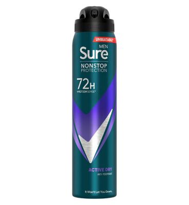 Sure Men Active Dry Nonstop Protection Anti-perspirant Deodorant Aerosol 250ml - McGrocer