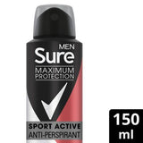 Sure Men Maximum Protection Sport Active Anti-perspirant Deodorant Aerosol 150 ml Men's Toiletries Boots   