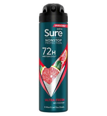 Sure Men Ultra Fresh Nonstop Protection Anti-perspirant Deodorant Aerosol 150 ml Men's Toiletries Boots   