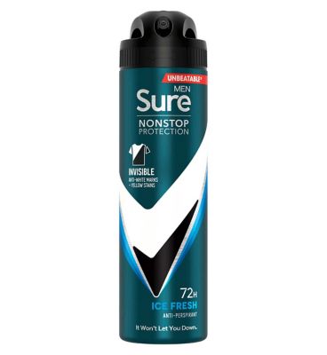 Sure Men Invisible Ice Fresh Nonstop Protection Anti-perspirant Deodorant Aerosol 150 ml Men's Toiletries Boots   