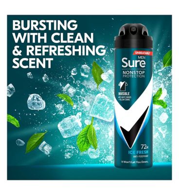 Sure Men Invisible Ice Fresh Nonstop Protection Anti-perspirant Deodorant Aerosol 150 ml Men's Toiletries Boots   