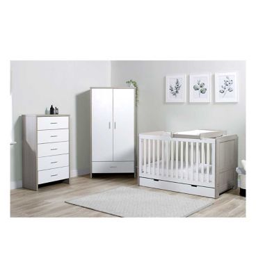 Ickle Bubba Pembrey 3 Piece Furniture Set, Under Drawer and Sprung Mattress - Ash Grey GOODS Boots   