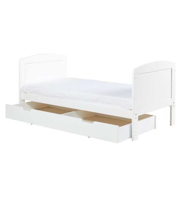 Ickle Bubba Coleby Classic Cot Bed, Under Drawer and Sprung Mattress - Scandi White GOODS Boots   