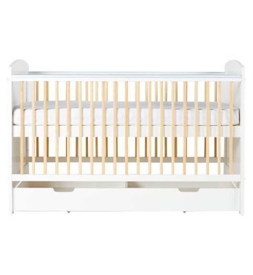 Ickle Bubba Coleby Classic Cot Bed, Under Drawer and Sprung Mattress - Scandi White GOODS Boots   