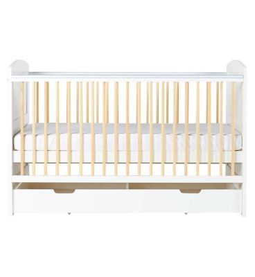 Ickle Bubba Coleby Classic Cot Bed, Under Drawer and Sprung Mattress - Scandi White GOODS Boots   